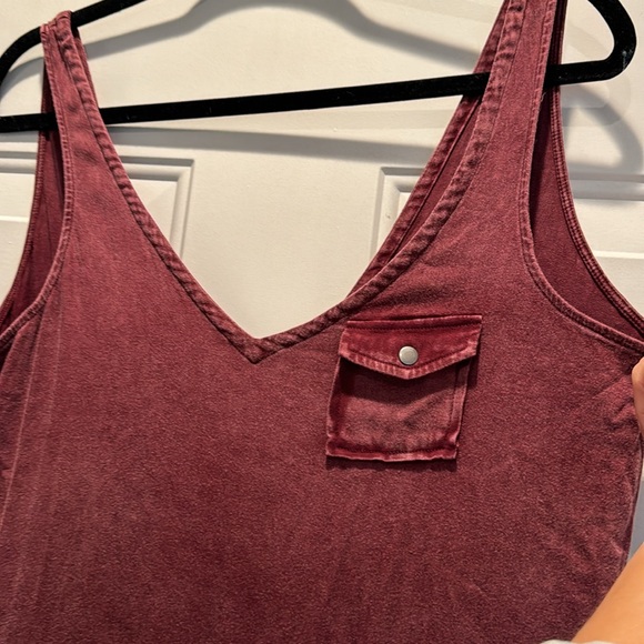 NWT CHASER Hairloom Acid wash Jumpsuit in Burgundy - Picture 5 of 10